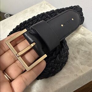 ALLSAINTS Black Braided Leather Belt L/XL